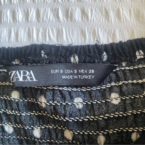 ZARA balloon sleeve black and white polka dot corset crop top size Small - Picture 4 of 14